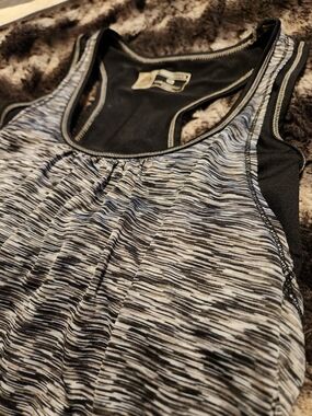 RBX Black & Gray Space-Dye Racerback Tank Built In Sports Bra